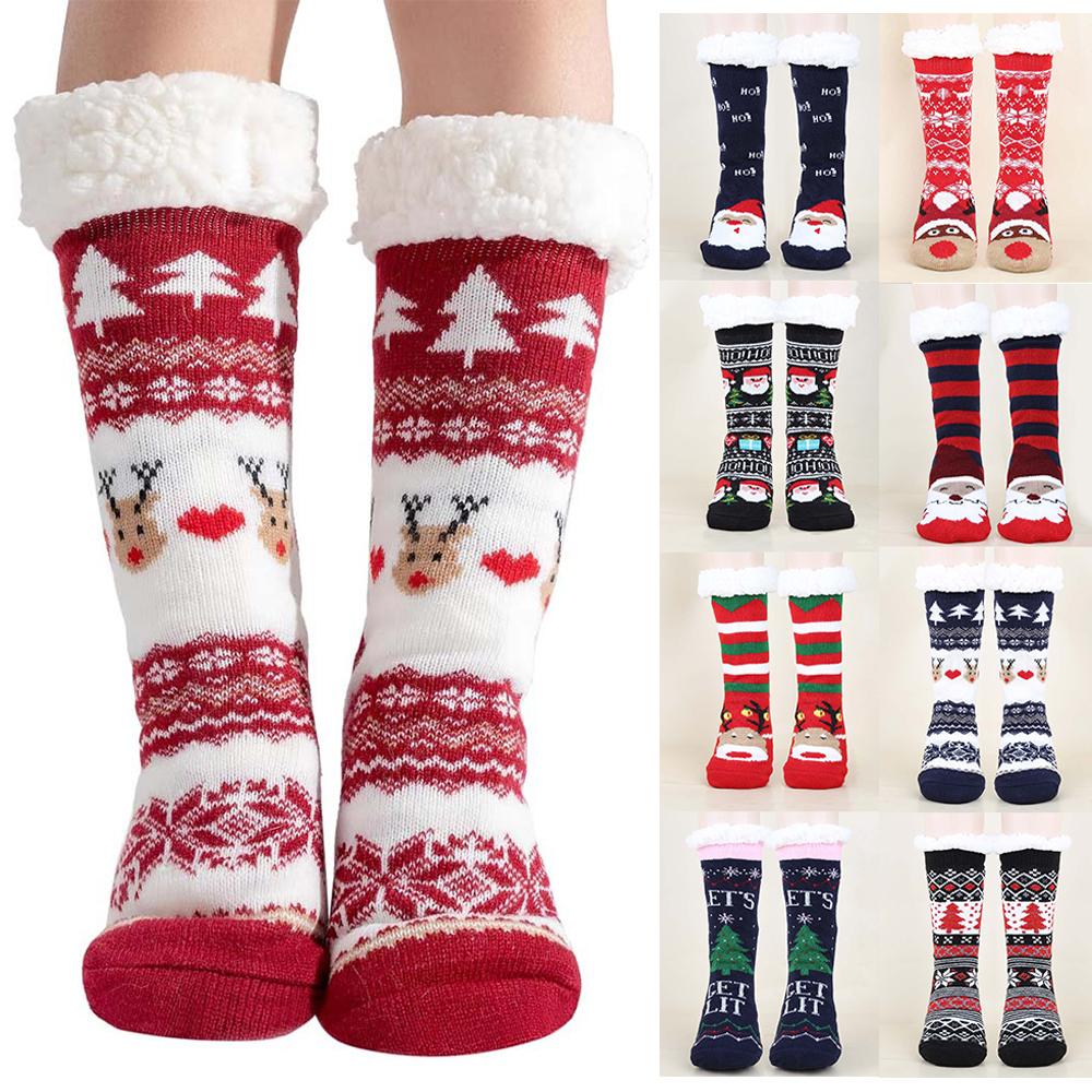 Christmas Thermal Slipper Socks Thick Warm Anti Slip Winter Cosy Bed Floor Socks