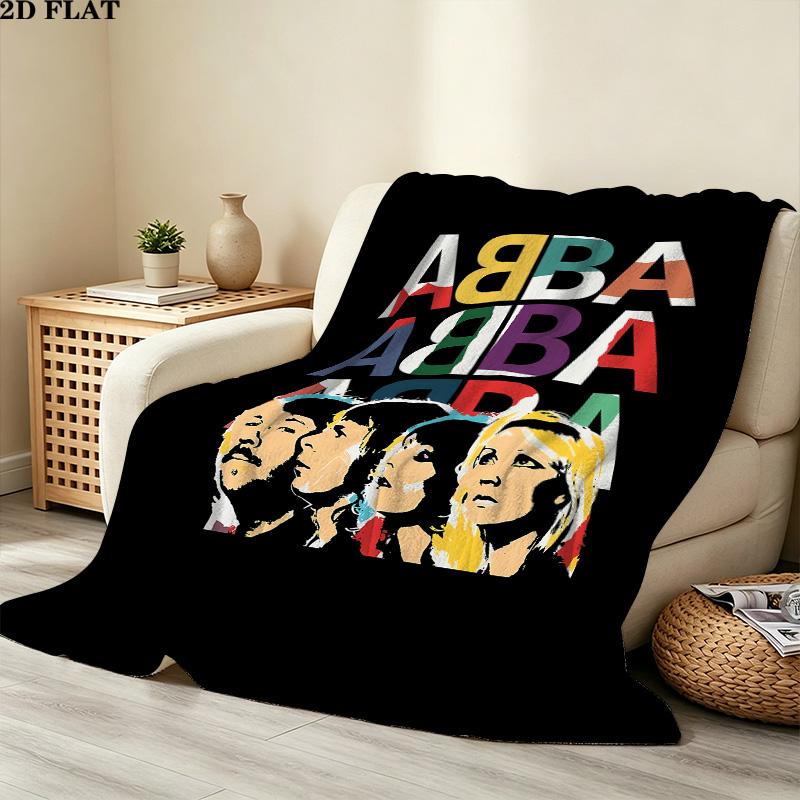 1PC Abba Movie Patterned Flannel Blanket Suitable For All Seasons For Home Decor Warmth And Comfort Gifts Holiday Present