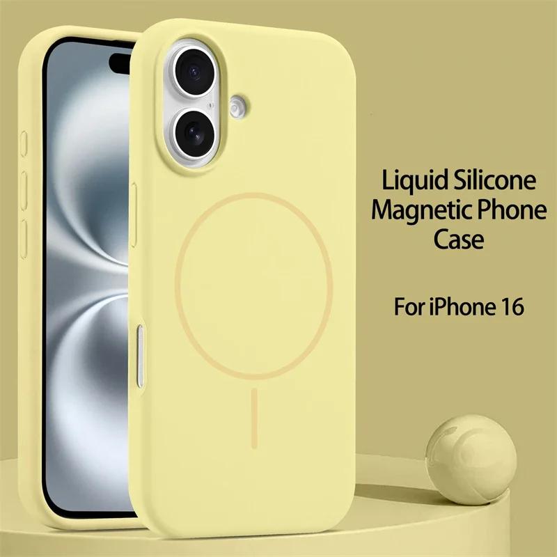 Luxury For iPhone 16 15 14 13 12 11 Pro Max Plus Liquid Silicone Case For Magsafe Magnetic Wireless Charging Soft Phone Cover