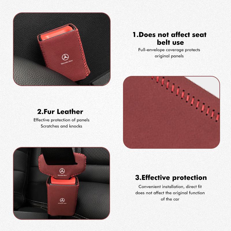 D1-2pcs Car Suede Belt Buckle Protector Anti-Scratch Safety Base For Benz W202 W212 W126 W140 W168 W177 CLS GLE GLC GLS CLA