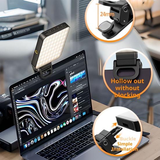 Светодиодный заполняющий свет с зажимом для телефона, холодный башмак, супер яркий, 3 режима освещения