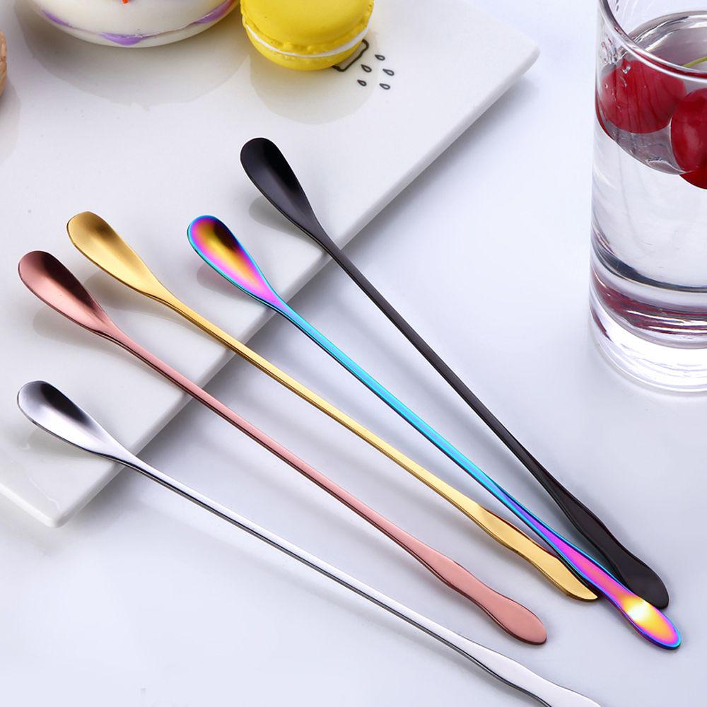 Home & Living Rainbow Flatware Stir Spoon Stainless Steel Tableware Dessert Scoop Dinnerware