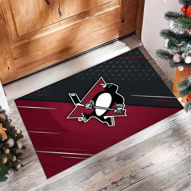 Pittsburgh Penguins Crystal Velvet Carpet Soft Anti?Slip Floor Mat Comfortable Home Living Room Bedroom Decor Rug