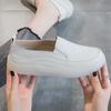 Thick Bottom Leather Loafers Casual Single Shoes White Shoes