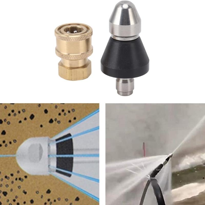 1/4Inch Quick Connector High Pressure Nozzle Sewer Cleaning Tool Pressure Washer 1 Front 6 Rear Sewer Jetter Nozzle
