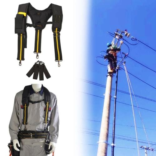 Padded Tool Belt Suspenders for Carpenters and Electricians with Attachment Rings for Men, Electrician Accessories, Work Suspenders