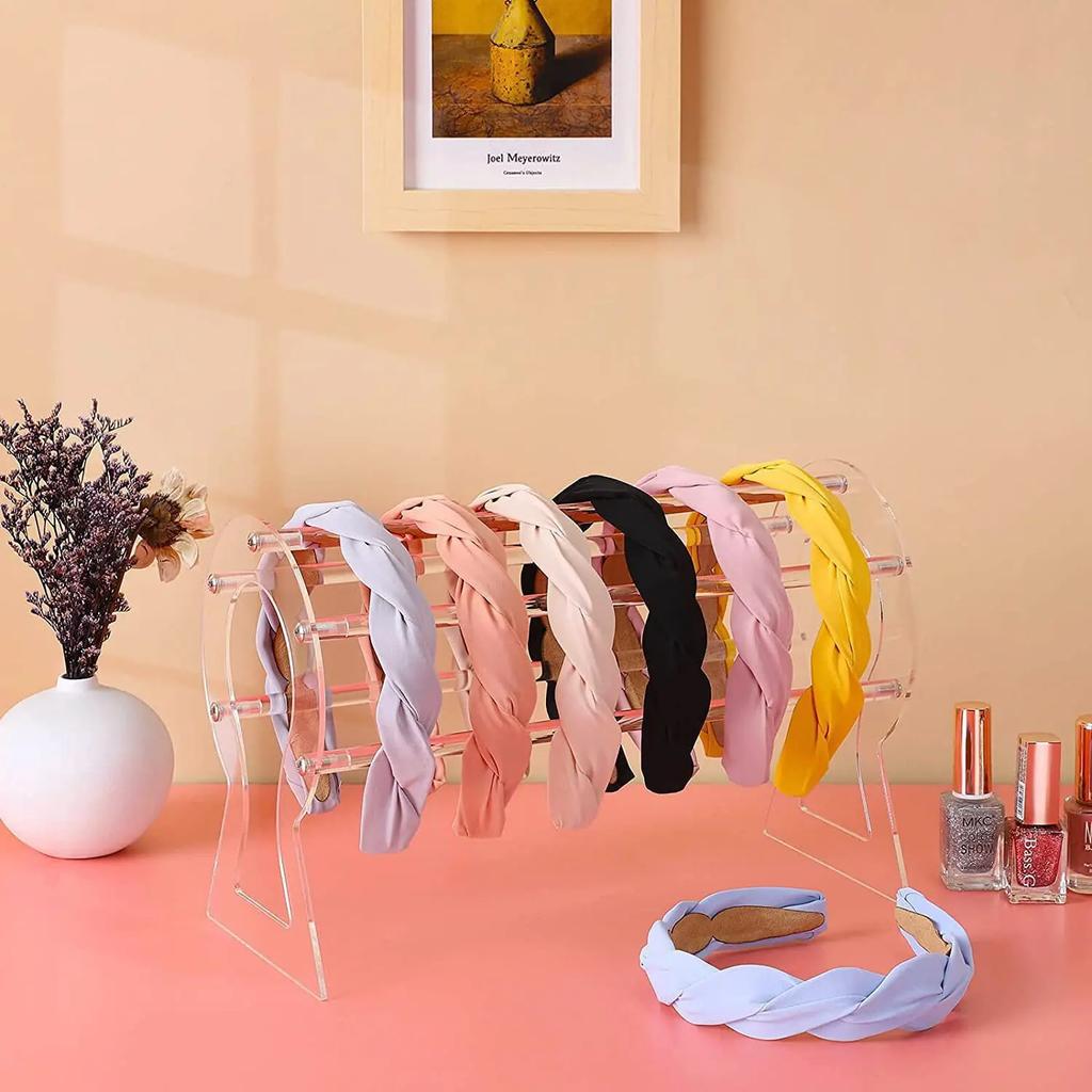 Acrylic Headband Holder Clear Hollow HairHoop Storage Rack Display Stand Jewelry Organizer Detachable Headband Display Organizer