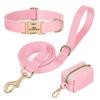 3 шт./лот Набор: Ошейник, Поводок, Сумка для пакетов для собак. Персонализированные ошейники для собак, Индивидуальный ошейник-ожерелье из ПУ-кожи для питомцев с пряжкой, Поводок, Сумка для пакетов для собак, Мопс