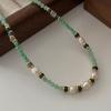 Зеленое ожерелье из пресноводного жемчуга Dongling с ограненным лицом и бусинами из проса, цепочка на шею, ювелирные изделия, цепочка на свитер для женщин