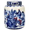 Сине-белый чайник с горной росписью Керамическая универсальная герметичная банка для хранения чая Влагостойкая банка для хранения Декоративная банка