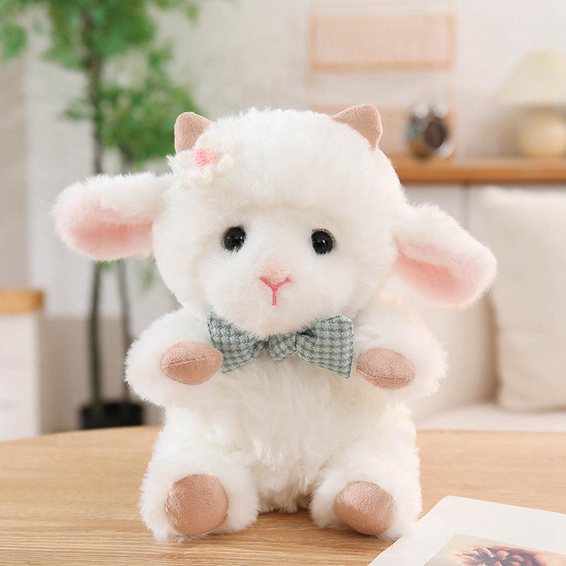 Soft Angel Sheep Plush Toy White Fluffy Curly Plush Filled Pp Cotton Detachable Scarf Blue Pink Green 23cm Home Decor Gift