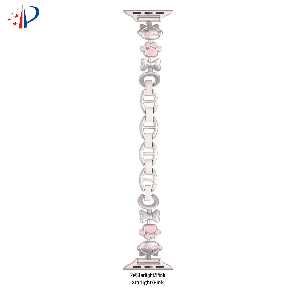 Совместимый ремешок для Apple Watch с дизайном кошки, металлический браслет iWatch SE Series 10 для женщин