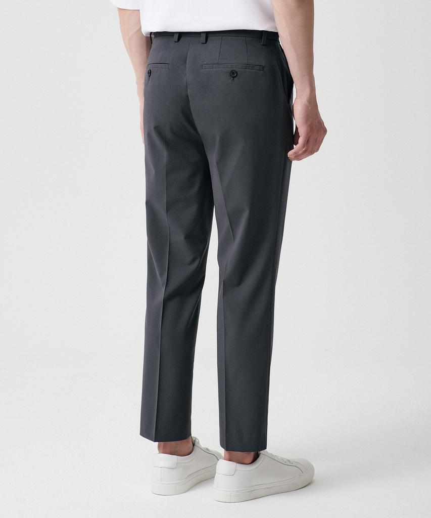 MUSINSA STANDARD [Cooltandard] Relaxed Tapered Hidden Banding Crop Slacks [Gray]