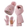 3Pcs/Set Ear Protection Women Hats Scarf Gloves Set Warm Touchscreen Gloves  for Men Women