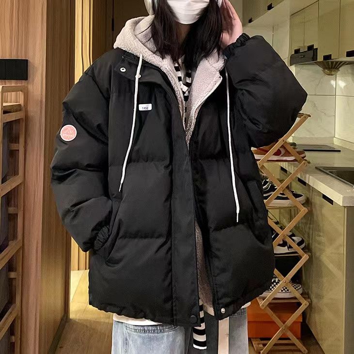 Модное хлопковое пальто средней длины с капюшоном, женское утепленное с цветными блоками, новый зимний стиль для студентов, теплая куртка