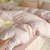 Pink Duvet Cover Set Classic ID Twin Queen Size Girls Boys Flat Sheet Pillowcase No Filler Soft Home Decor Bedding Set
