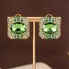 Vintage Emerald Studded Square Earrings With Royal Style Personality