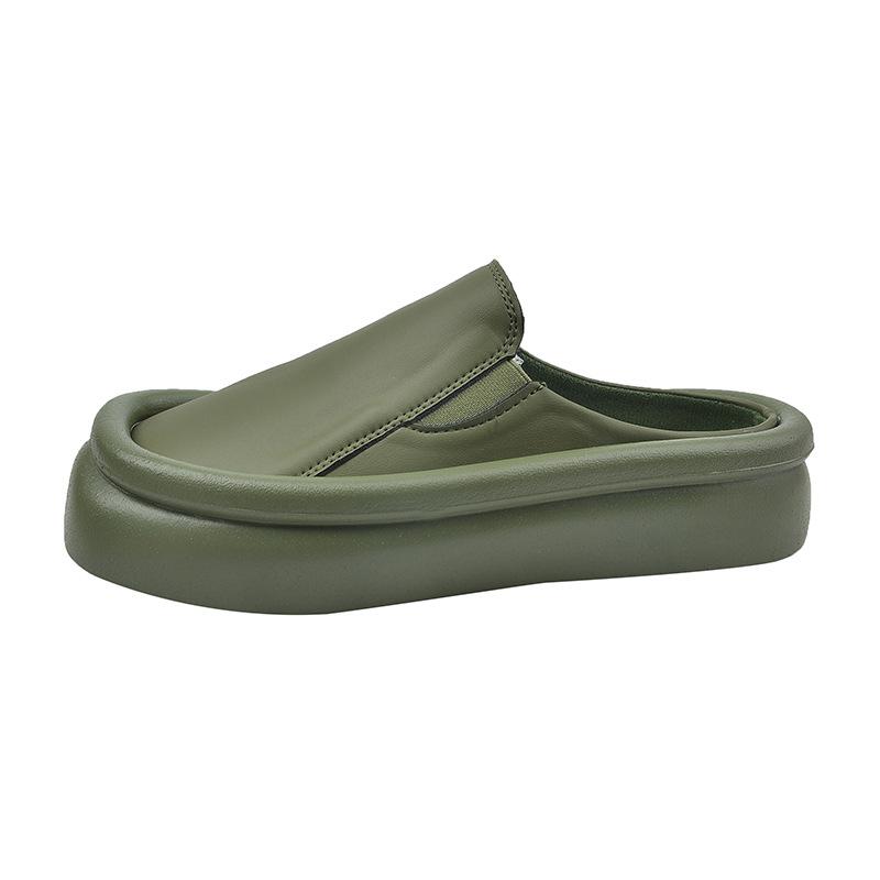 2024 лето новая корейская версия кекс толщина мешок голова однотонные повседневные полутапочки женская одежда хлеб ленивые крутые тапочки