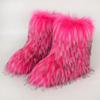 2024 Winter Boots Fluffy Fur Snow Boots High Quality Furry Faux Fox Fur Mid-calf Boots Ladies Sexy Warm Cotton-padded Shoes