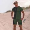 Summer Men Beach T Shirt Tracksuit 2 Piece Sets 3D Print All-Match Sports Short Sleeve Round Neck Casual Style Clothing 6XL