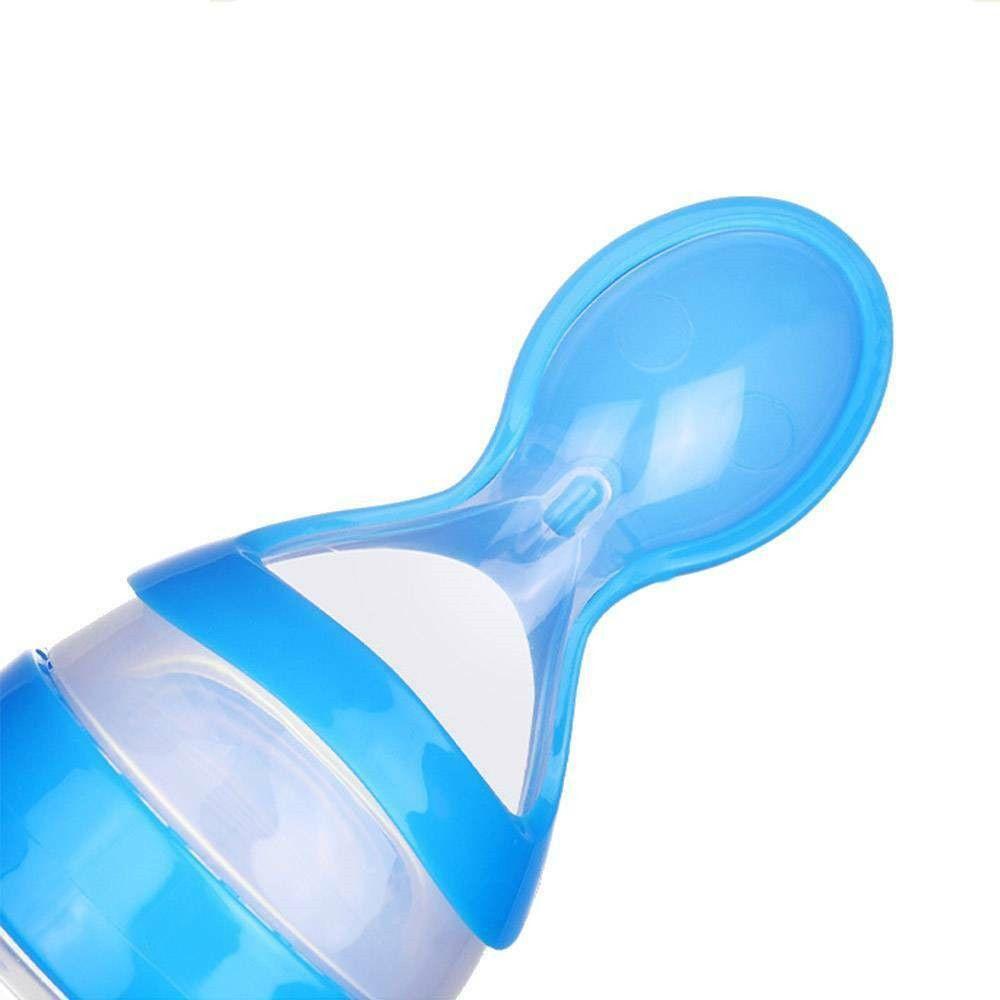 New Fashion Squeeze Silicone Feeding Bottle Food Rice Feeder Milk Bottle With Spoon