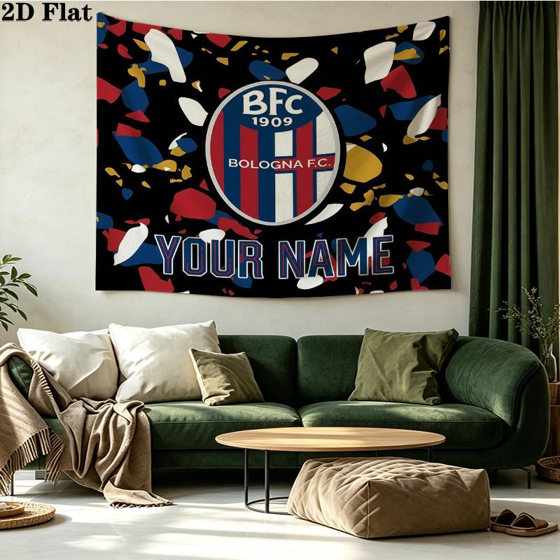 Custom Name Bologna FC Printed Tapestry – Wall Hanging for Bedrooms, Dorms, and Home Decor