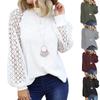 Осенне-зимний женский свитер с круглым вырезом и длинными рукавами, кружевной шов, свободные топы