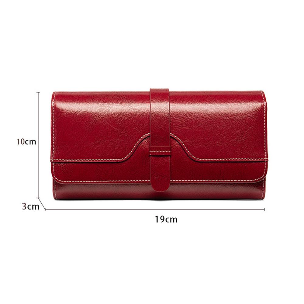 Женский кошелек, длинный масляный воск, натуральная кожа, тройной кошелек большой емкости в стиле ретро