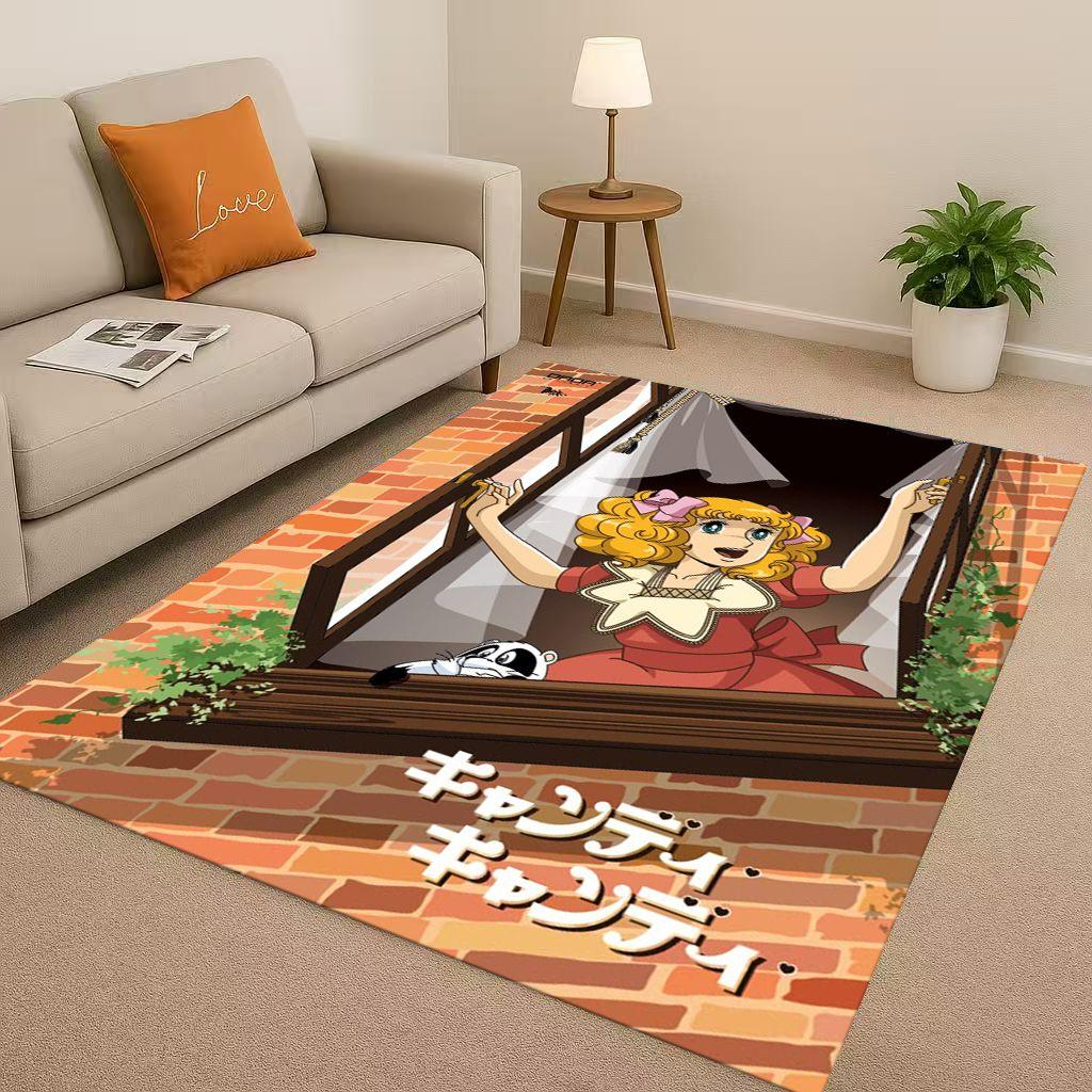 Retro Candy Candy Sweet Girl Cartoon Room Non-Slip Area Rug Soft Carpet for Bedroom Playroom Sofa,Easy Clean Home Decor Doormat