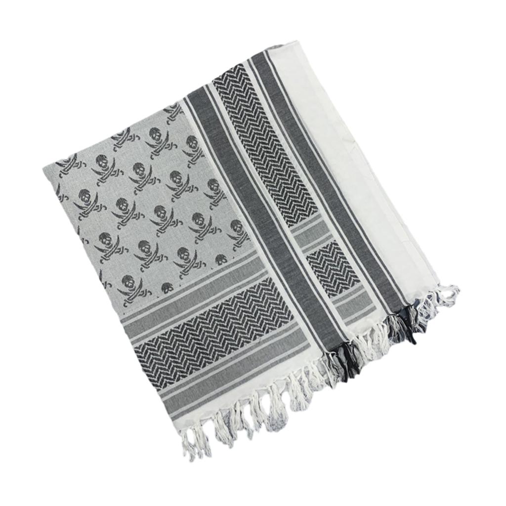 Shemagh Desert Scarf Black and White Arab Keffiyeh Shawl Wrap with Tassels Scarves Bandana Head Wraps for Men and Women