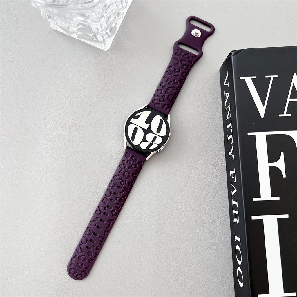 Ремешок с леопардовой гравировкой 20 мм, 22 мм для Samsung Galaxy Watch 6, 5, 4, 40 мм, 44 мм, силиконовый милый ремешок Gear S3 6, классический, 43 мм, 47 мм, Active 2