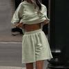 Women's Casual 2 Piece Outfit Crew Neck Short Sleeve Top Elastic Waist Shorts Set Summer Lounge Tracksuit