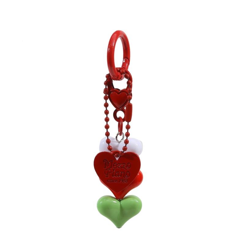 Lovely Adorable Heart Charm Key Chain Purse Pendant Handbag Backpack Keychain Decoration Girls Women Gift