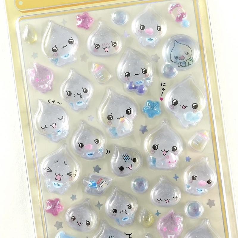 1/6Pcs Cute Small Water Drop 3D Crystal Stickers Cartoon Sparkling Raindrop Crystal Drop Glue Diy Decorative Stickers Gifts