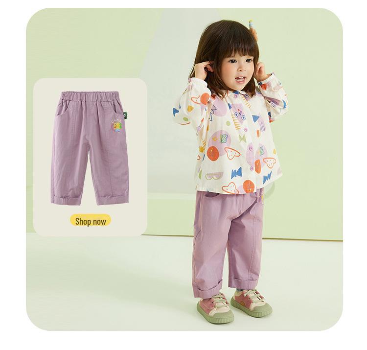 2025 Spring Girls' Cute Sweet Shirt: Full Print Large Lapel Casual Top