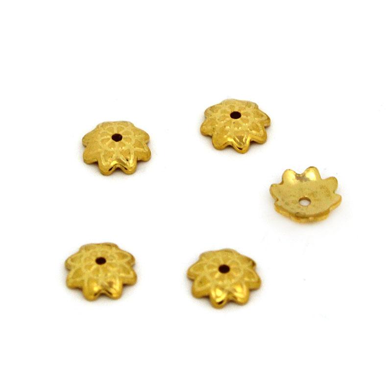 50Pcs 7mm Gold Color Stainless Steel Flower Bead Caps for Jewelry Making DIY Spacer End Beads Earrings Components Accessories