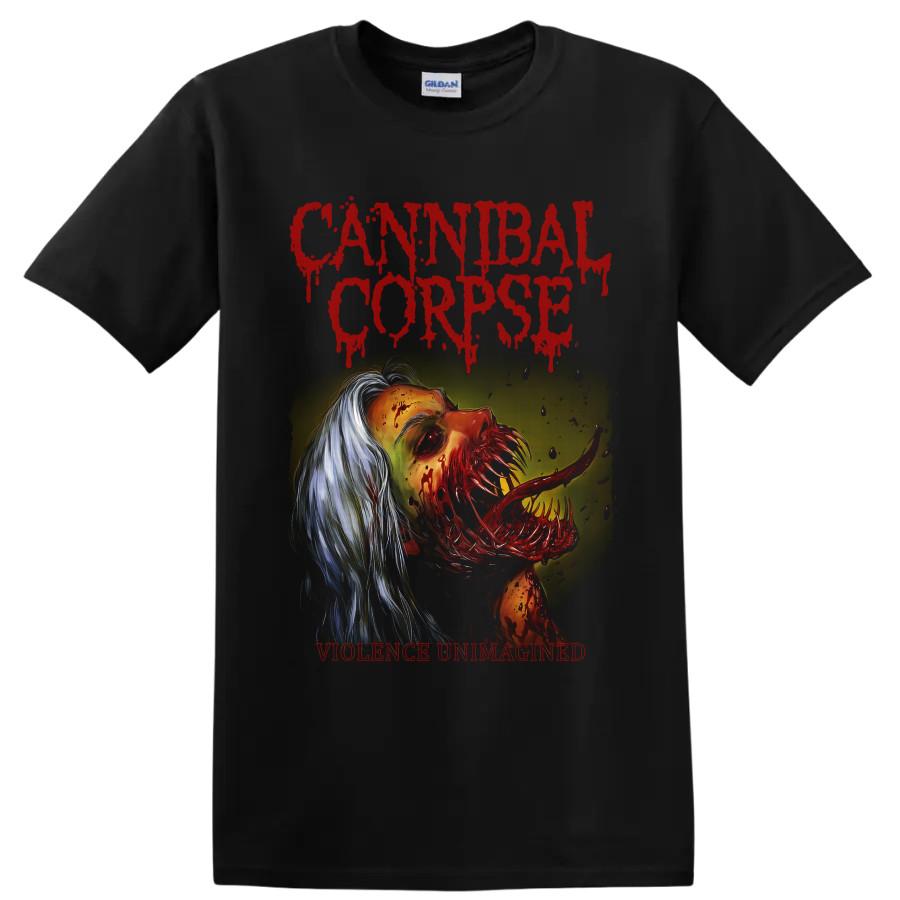 Cannibal Corpse Death Metal T Shirt Violent Horror Skull Artwork Graphic Tee Red