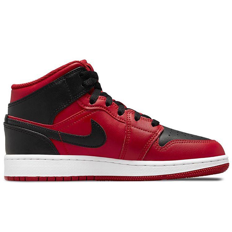 Мужские кроссовки Air Jordan 1 Mid Reverse Bred Gym-Red Black White 554724-660