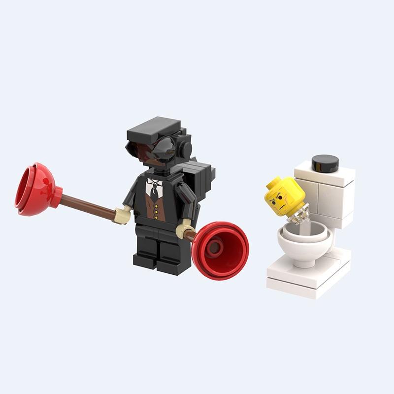 Interactive Diy Toy Set Abs Plastic Building Blocks Toilet Man Vs Invincible Warrior 0-38 Pieces