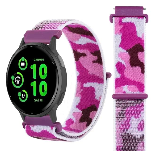 Нейлоновый ремешок-петля 20 мм 22 мм для Garmin Forerunner 55 165 965 265 265 Music Venu 3/2 Браслет для Garmin Active/Vivoactive 5