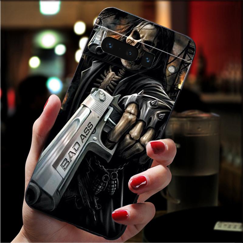 Phone Case For Google Pixel 10 9 Pro XL 9A 8 7 6 Pro Pixel 8A 7A 6A Pixel 8 7 6 5 Grim reaper skull skeleton