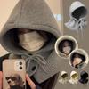 Winter Balaclava Hat Warm Knitted Women's Hood Hat Caps Cap Outdoor Pullover Color One-piece Solid Neck Cashmere A2V8
