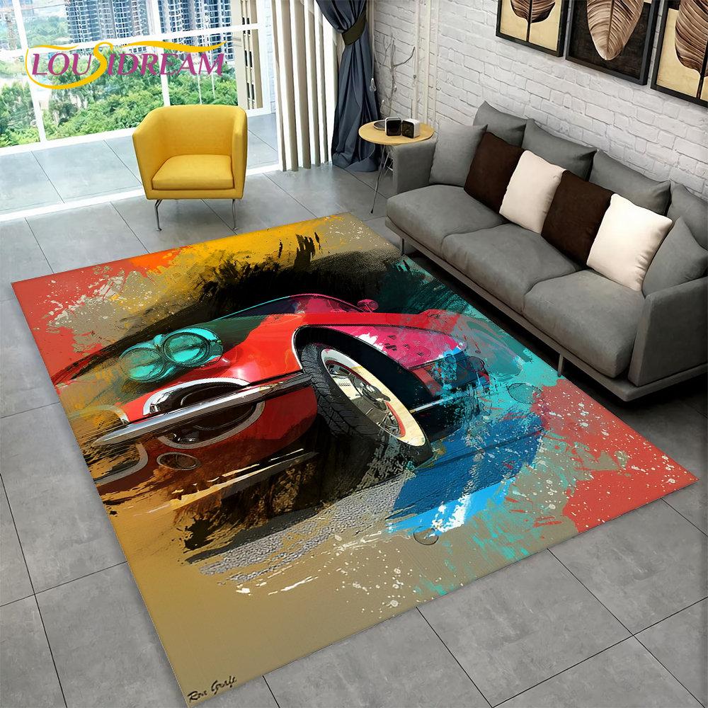 Коврик для гоночных спортивных автомобилей, большой, ковер для дома, гостиной, спальни, дивана, коврика для двери, детский нескользящий коврик для кухни