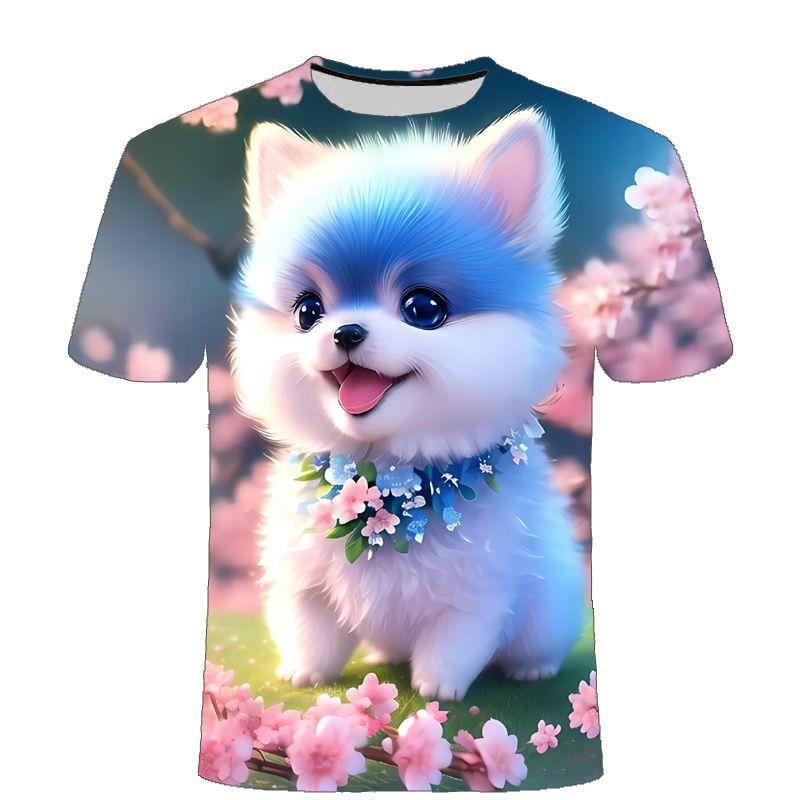 Летняя новинка 2024 года, серия Sweet Dog, стильная мужская и женская футболка с коротким рукавом с 3D-принтом, модная
