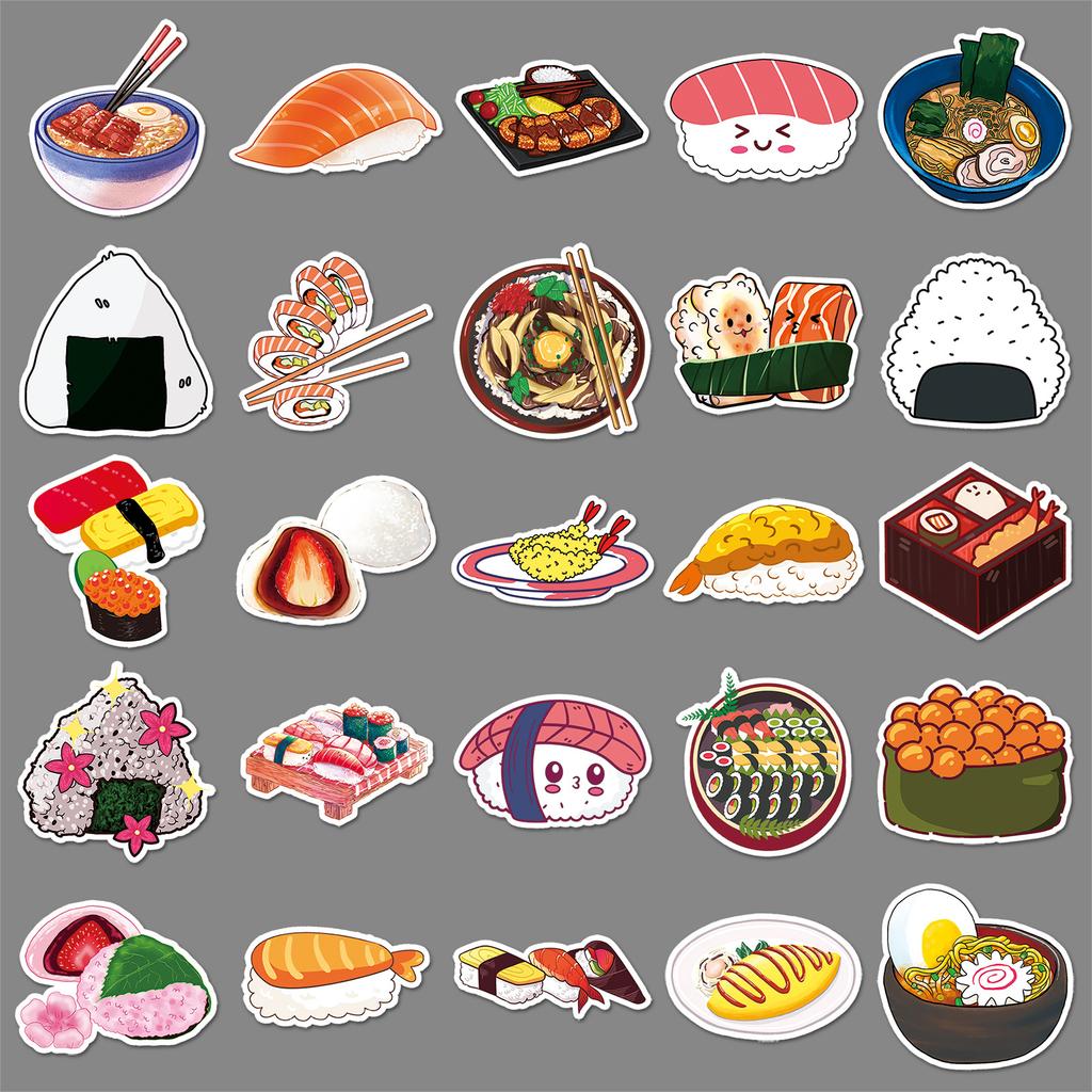 50 Cartoon Japanese Doodle Personality Cute Sushi Creative DIY Skateboard Suitcase Stickers Waterproof