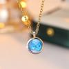Роскошное женское сине-белое опаловое круглое каменное подвесное ожерелье Винтажное золотистого цвета Свадебное Для женщин