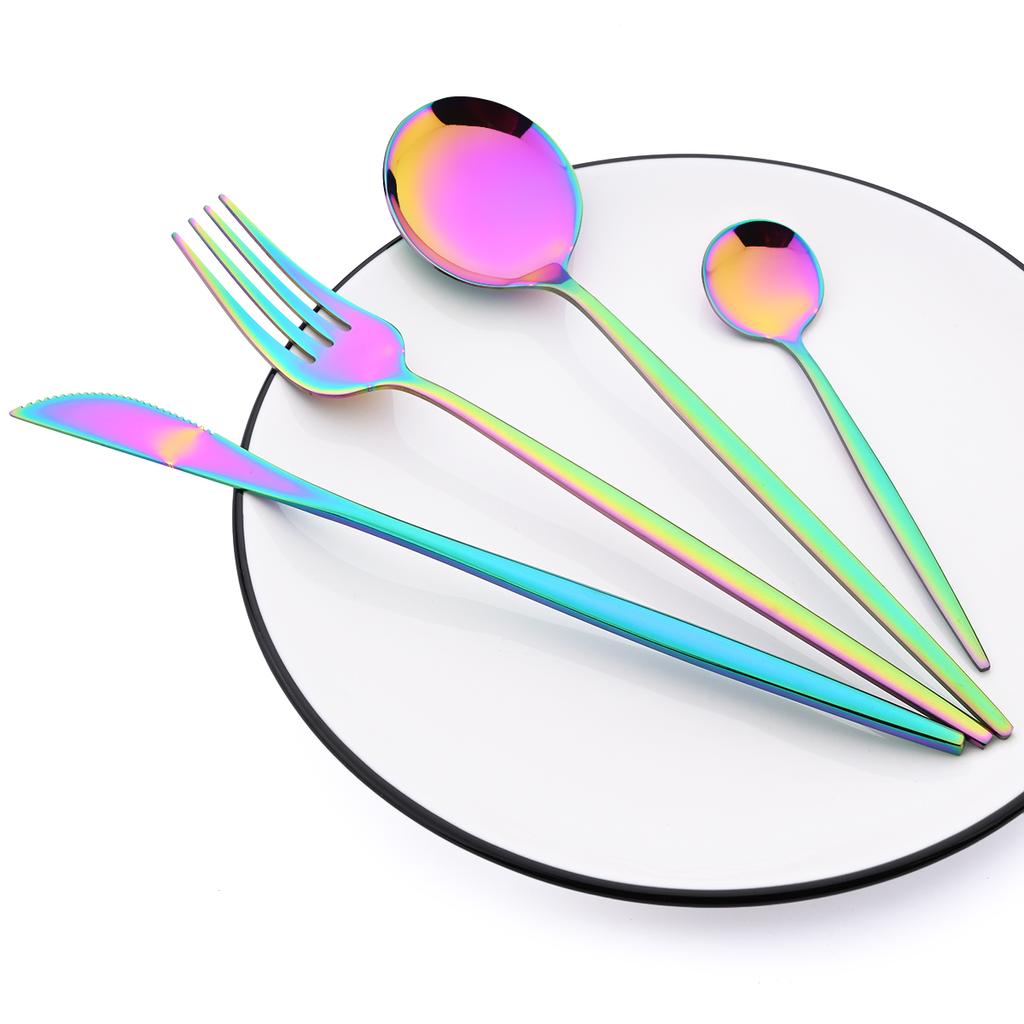 24 шт. серебряный набор столовых приборов, посуда из нержавеющей стали в западном стиле, обеденный нож, вилка, кофейная ложка, столовые приборы, кухонная посуда, столовое серебро