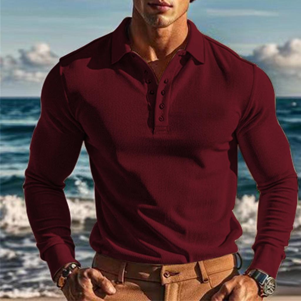 Мужская футболка W Affle Sports Casual Lapel Button Slim Long Sleeve Po Lo Shirt For Men