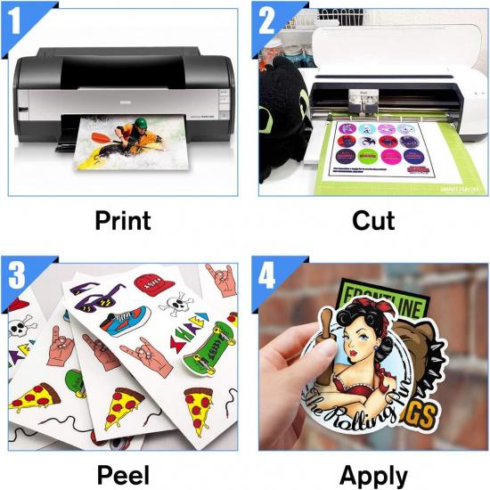Printable Vinyl Sticker Paper for Inkjet Printer - 8.5"x11" 20 Sheets - Glossy White Printable Vinyl Sheets by JANDJPACKAGING