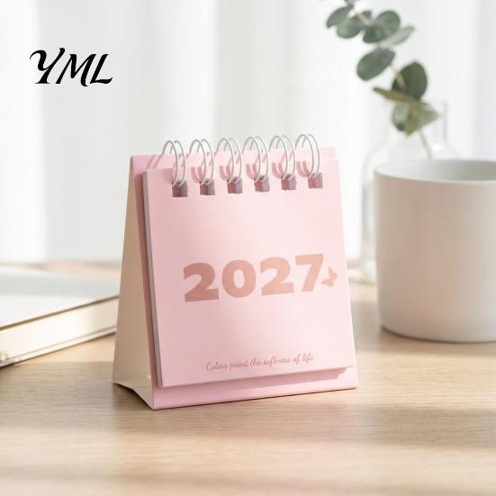 Functional Workstation Memo Pad Mini Desk Calendar 2027, Jan. 2027 to Dec. Standing Flip Small Vertical Desktop Calendar, 12 Monthly Planner